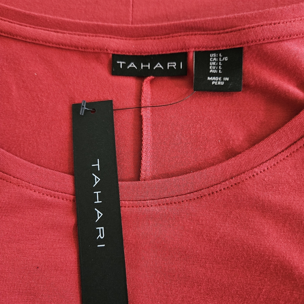 [NWT] Tahari Cold Shoulder Ladder Cut Short Sleeve Pullover Top - Picture 6 of 8